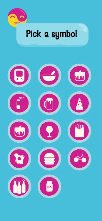 Original screen showing the selectable habit symbol grid